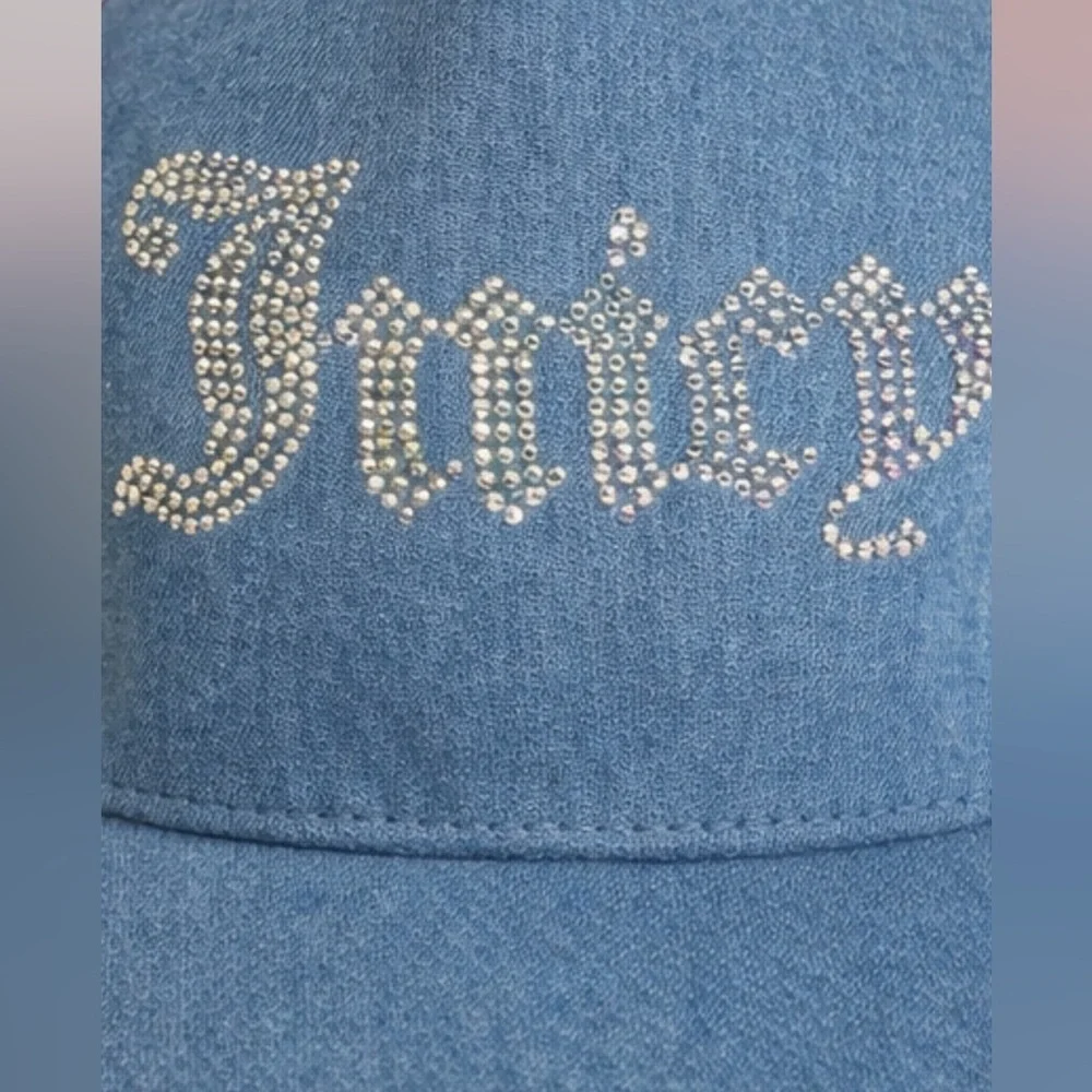☀️NWT- Juicy couture Rhinestone embroidered-blue jean Hat.